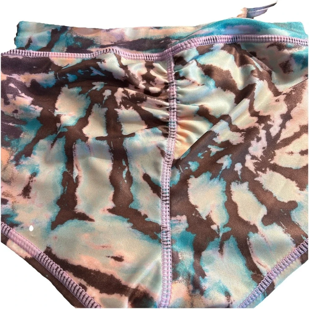 Raisins Girl's 2 Pc MALIBU Bikini Shorts Pink Blue‎ Tie Dye Size 10 Swimsuit $34